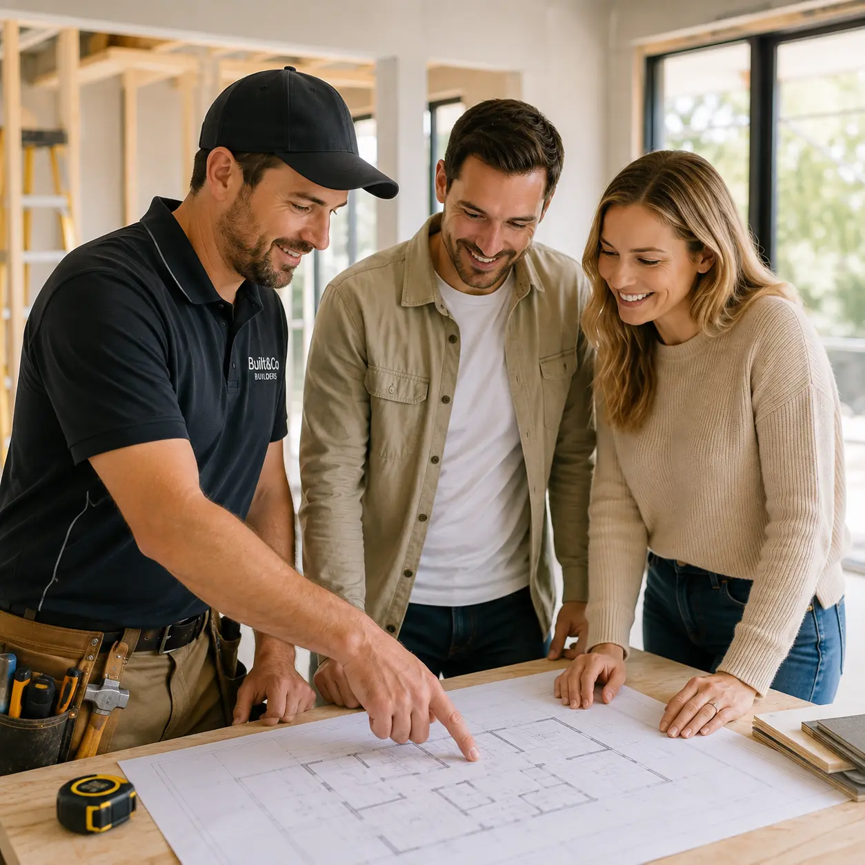 OMR Build team planning a home renovation with a Canberra homeowner