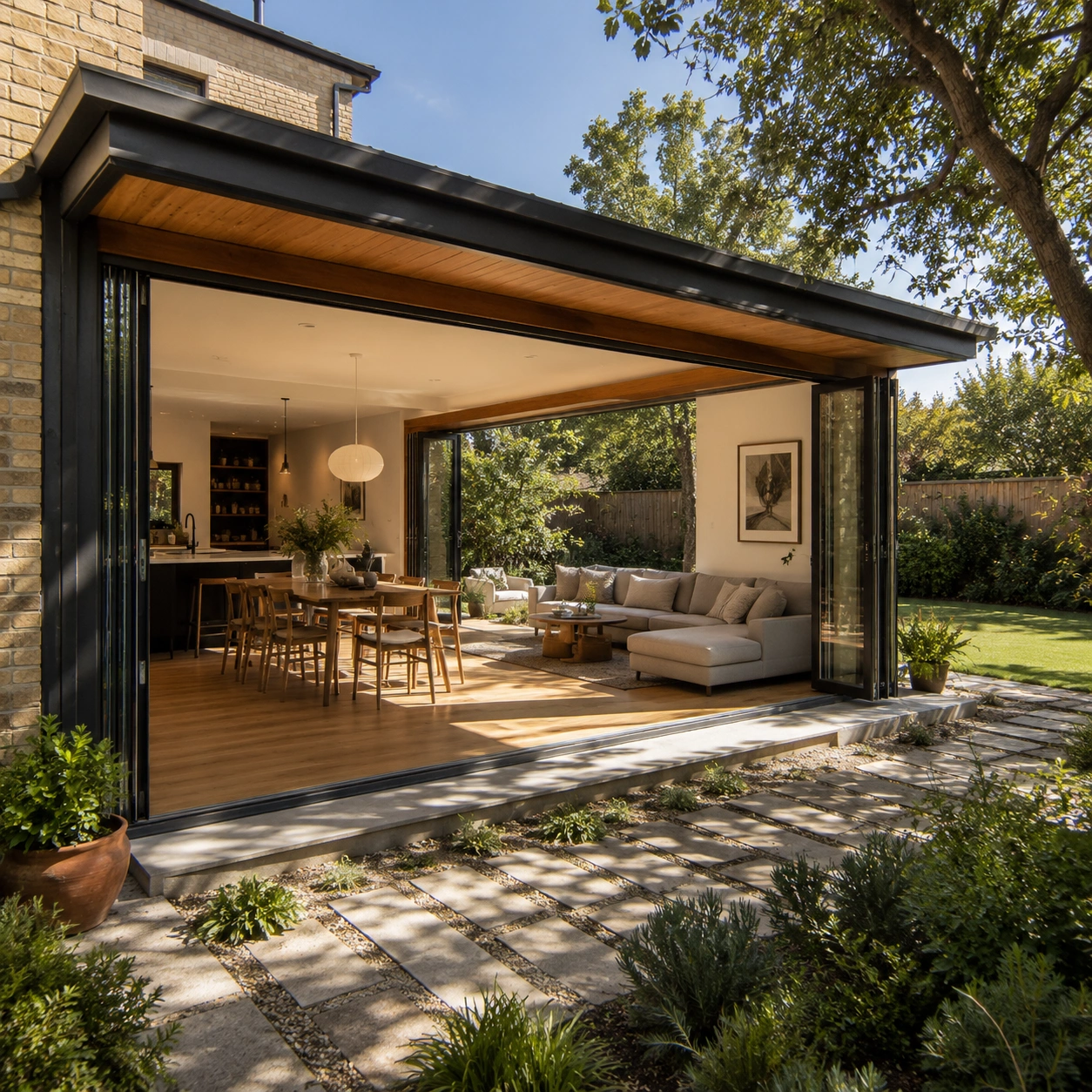 Ground floor living extension with glass sliding doors, Curtin
